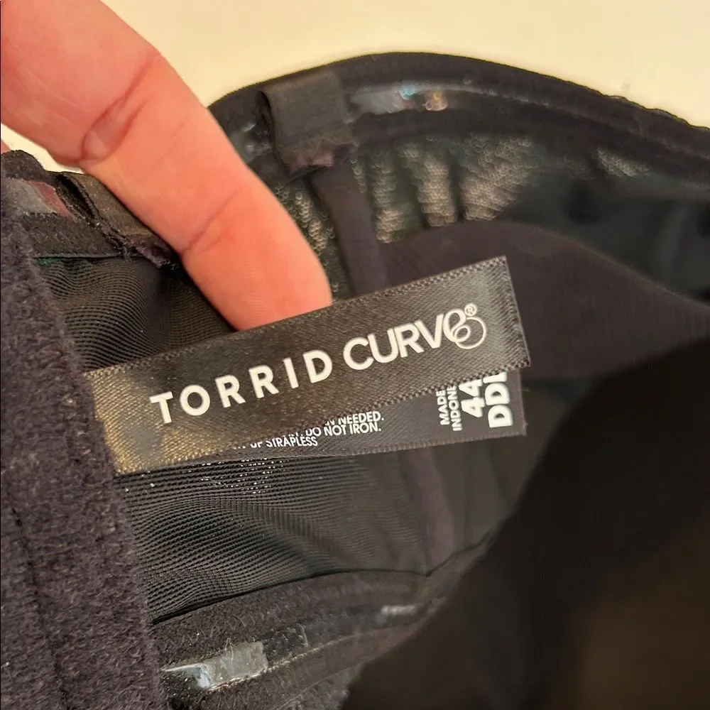 TORRID Green Black Lace 44DDD Bombshell Everyday Strapless Push-Up Bra Underwire